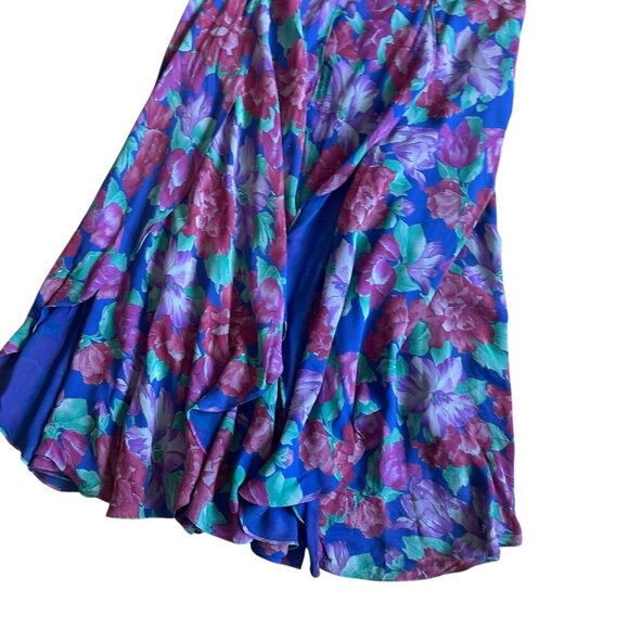 Diane Freis Vintage Floral Dress Beaded Long Sleeve 100% Silk Dancing Size Large - Picture 11 of 12